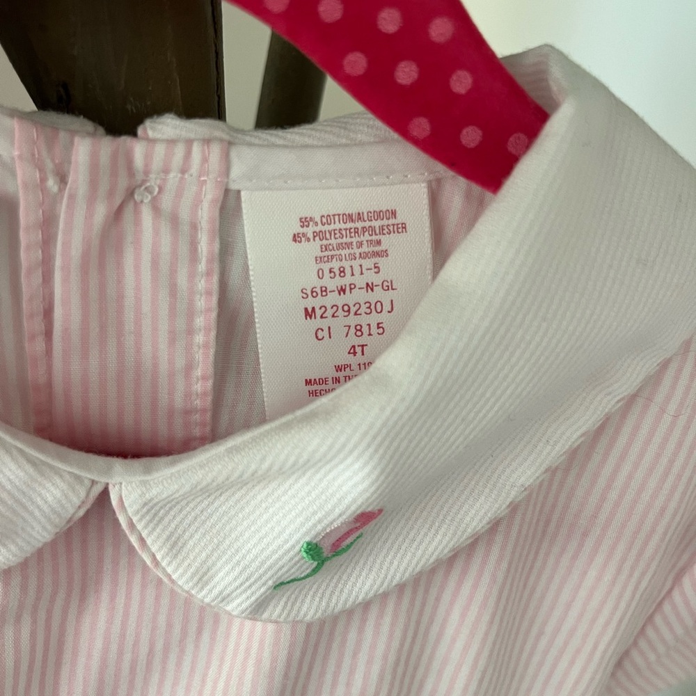 Smocked Pink Striped Kids Dress - Picture 4 of 5